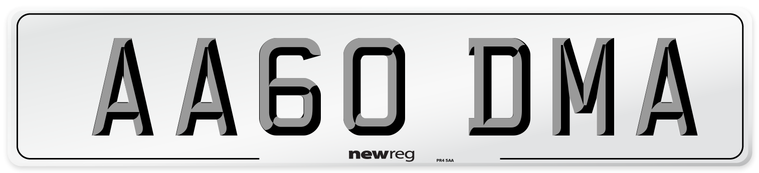 AA60 DMA Number Plate from New Reg